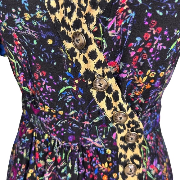 Anthropologie Maeve floral animal print Morgan dress v-neck buttons leopard 6 - Picture 12 of 16